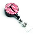 Carolines Treasures Letter T Monogram Pink and Black Polka Dots Retractable Badge Reel CJ1001-TBR